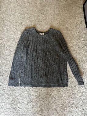 Source Unknown Gray Ribbed Crewneck Sweater